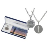 Serenity Prayer, Cut Out Cross, Men's Necklace, Stainless Steel