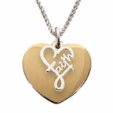 Faith Heart Necklace, Gold/Silver