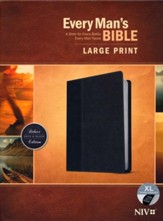 NIV Every Man's Bible, Large Print, TuTone, LeatherLike, Onyx, With thumb index - Imperfectly Imprinted Bibles