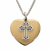 Heart with Cross Necklace, Gold/Silver