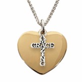 Amazing Grace Cross Necklace, Gold/Silver