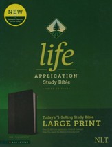 NLT Life Application Large-Print Study Bible, Third Edition--soft leather-look, black/onyx - Imperfectly Imprinted Bibles