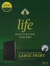 NLT Life Application Large-Print Study Bible, Third Edition--soft leather-look, black/onyx (indexed) - Slightly Imperfect
