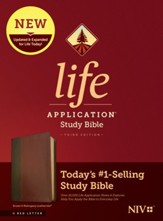 NIV Life Application Study Bible, Third Edition--soft leather-look, brown/mahogany