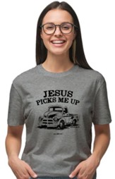 Jesus Picks Me Up Shirt, Athletic Heather, Adult Large