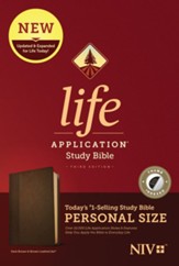 NIV Life Application Personal-Size Study Bible, Third Edition--soft leather-look, dark brown/brown-Thumb Indexed