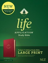 NLT Large-Print Life Application Study Bible, Third Edition--soft leather-look, berry