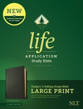 NLT Large-Print Life Application Study Bible, Third Edition--genuine leather, black