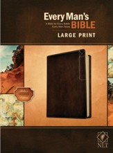 NLT Every Man's Large-Print Bible, Deluxe Explorer Edition--soft leather-look, rustic brown