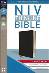 NIV Thinline Bible Large Print Black, Bonded Leather - Imperfectly Imprinted Bibles