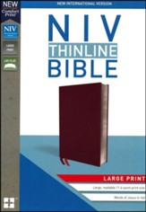 NIV Thinline Bible Large Print Burgundy, Bonded Leather