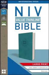 NIV Value Thinline Bible Large Print Blue, Imitation Leather