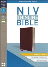 NIV Thinline Bible Giant Print Burgundy, Bonded Leather  - Slightly Imperfect