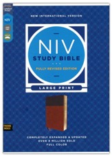 NIV Large-Print Study Bible, Fully Revised Edition, Comfort Print--soft leather-look, brown (indexed, red letter)