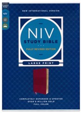 NIV Large-Print Study Bible, Fully Revised Edition, Comfort Print--soft leather-look, burgundy (red letter)