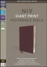 NIV Comfort Print Reference Bible, Giant Print, Bonded Leather, Burgundy, Indexed
