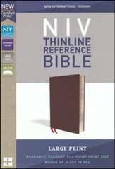 NIV Comfort Print Thinline Reference Bible, Large Print, Bonded Leather, Burgundy - Imperfectly Imprinted Bibles