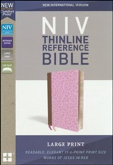 NIV Comfort Print Thinline Reference Bible, Large Print, Imitation Leather, Pink and Brown - Slightly Imperfect