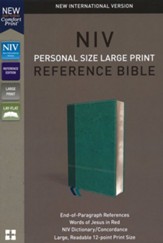 NIV Comfort Print Personal Size Reference Bible, Large Print, Imitation Leather, Blue - Imperfectly Imprinted Bibles
