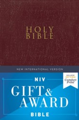 NIV, Gift and Award Bible, Leather-Look, Burgundy, Comfort Print