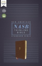 NASB Comfort Print Thinline Bible, Red Letter Edition--soft leather-look, brown