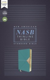 NASB Comfort Print Thinline Bible, Red Letter Edition--soft leather-look, teal