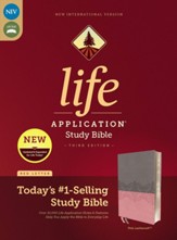 NIV Life Application Study Bible, Third Edition--soft leather-look, gray/pink - Imperfectly Imprinted Bibles