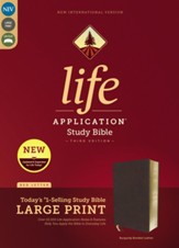 NIV Life Application Study Bible, Third Edition, Large Print, Bonded Leather, Burgundy - Imperfectly Imprinted Bibles