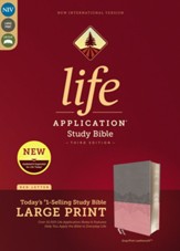 NIV Life Application Study Bible,  Third Edition, Large Print, Leathersoft, Pink