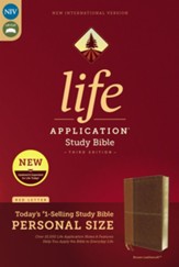 NIV Life Application Study Bible,  Third Edition, Personal Size, Leathersoft, Brown, Indexed - Imperfectly Imprinted Bibles