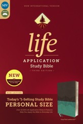 NIV Life Application Study Bible, Third Edition, Personal Size, Leathersoft, Gray and Teal, Indexed - Imperfectly Imprinted Bibles