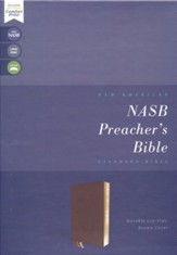 NASB Comfort Print Preacher's Bible--soft leather-look, brown