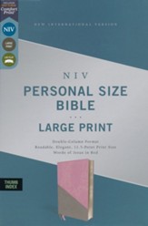 NIV, Personal-Size Large-Print Bible--soft leather-look, pink/gray (indexed)