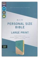 NIV Personal-Size Large-Print Bible--soft leather-look, teal/gold (indexed) - Imperfectly Imprinted Bibles