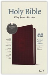 KJV Large Print Premium Value Thinline Bible, Filament Enabled Edition (Red Letter, LeatherLike, Dark Brown Tile)