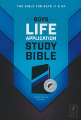 NLT Boys Life Application Study Bible--soft leather-look, midnight blue (indexed) - Imperfectly Imprinted Bibles