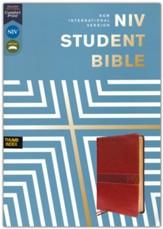 NIV Student Bible, Comfort Print--soft leather-look, brown (indexed) - Imperfectly Imprinted Bibles