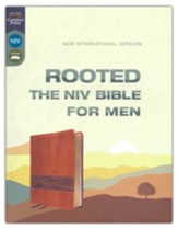 Rooted: The NIV Bible for Men, Comfort Print--soft leather- look, brown - Imperfectly Imprinted Bibles