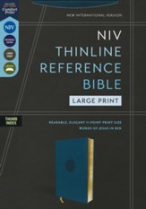 NIV Large-Print Thinline Reference Bible--soft leather-look, teal (indexed)