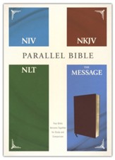 NIV, NKJV, NLT, The Message, (Contemporary Comparative) Parallel Bible--bonded leather, burgundy