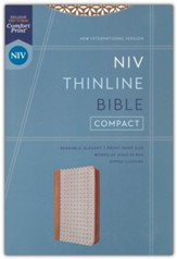 NIV Compact Thinline Bible, Comfort Print--soft leather-look, brown/white, zippered