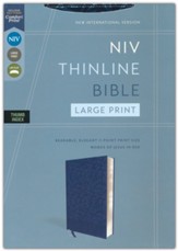 NIV Large-Print Thinline Bible--soft leather-look, navy (indexed)