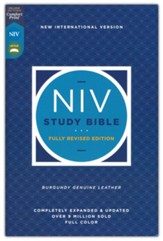 NIV Study Bible, Fully Revised Edition, Genuine Leather  Burgundy, CB Exclusive