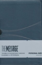 The Message Personal-Size Bible--soft leather-look, black wave