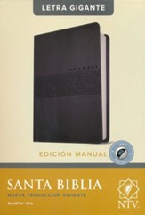Santa Biblia NTV, Edición manual, letra gigante (Letra Roja, SentiPiel, Gris, Índice), LeatherLike, Gray, With thumb index