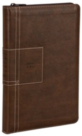 NLT Thinline Reference Zipper Bible, Filament Enabled Edition (LeatherLike, Atlas Rustic Brown)