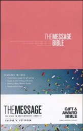 The Message Gift and Award Bible, Softcover, Coral