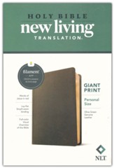 NLT Personal Size Giant Print Bible, Filament Enabled Edition, Olive Green Genuine Leather