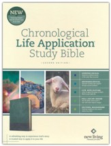 NLT Chronological Life Application Study Bible, Second Edition--soft leather-look, slate blue leaf - Slightly Imperfect