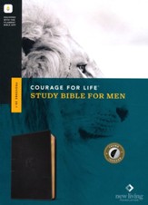 NLT Courage For Life Study Bible for Men, Filament-Enabled Edition--soft leather-look, onyx lion (indexed) - Imperfectly Imprinted Bibles